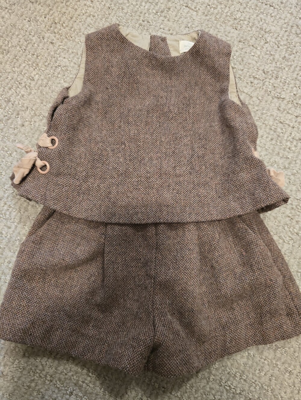 ZARA Toddler Two-Piece Brown Tweed Top & Shorts Set
